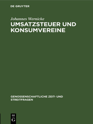 cover image of Umsatzsteuer und Konsumvereine